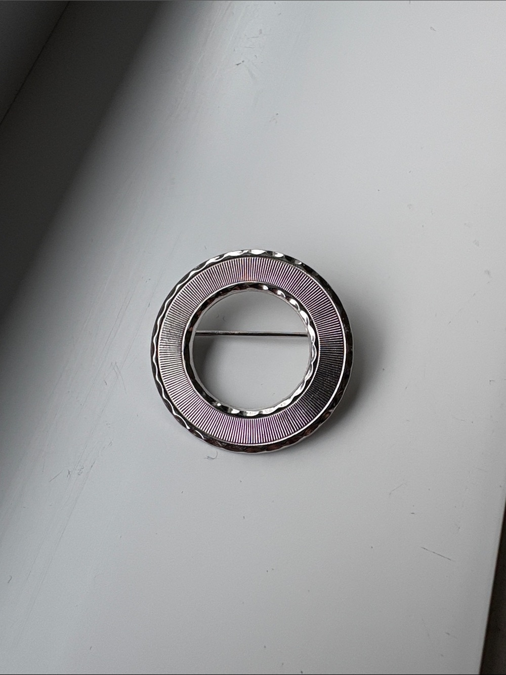 Vintage silver tone Circle Brooch - Women's Jewelry